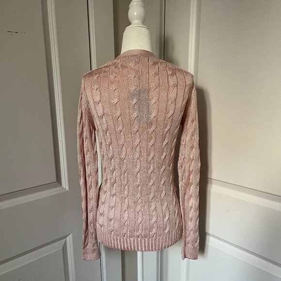 Ralph Lauren Purple Label Pink Cable-Knit 100% Silk Cardigan Sweater (NWT) - Picture 6 of 11